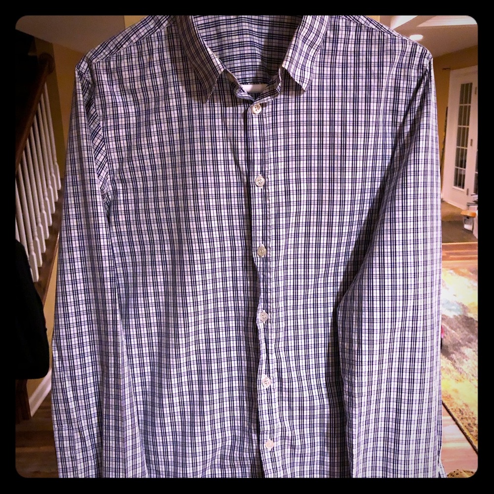 Benetton Plaid Button Down Dress Shirt